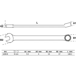 BGS Maul-Ringschlüssel extra lang SW 8 mm - 1228-8