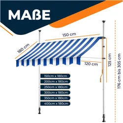 Kesser, Markise, Klemmmarkise mit Handkurbel Balkon Markise, Balkonmarkise Markise (4 m)