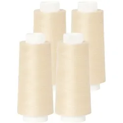 buttinette Overlockgarn im 4er-Pack, Stärke 120, 2500m-Spule, natur