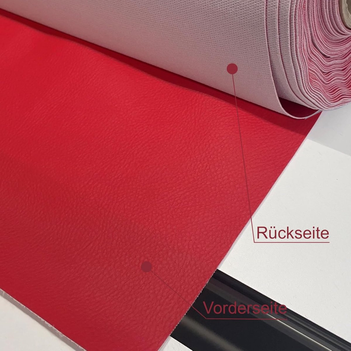 Rood PVC Kunstleer met Koeienhuid Patroon voor Meubels Bekleden - 50 x 140 cm