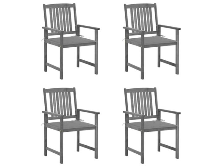 GHVBNMF 4er Set Gartenstühle mit Kissen Grau Akazien-Massivholz Robuste Holzstühle für Terrasse und Veranda mit weichen Sitzauflagen zum Anbinden für gemütliche Stunden im Freien.