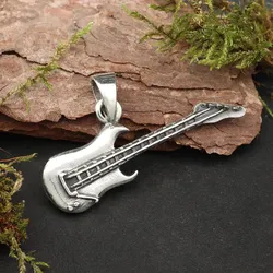 Drachensilber Gitarre Anhänger Musiker Schmuck Gitarrist 925 Silber - Silber