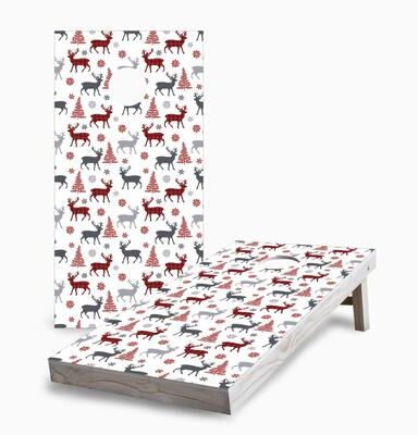Skip's Garage Winter Deer Pattern Regulation 2x4 Cornhole Game Set