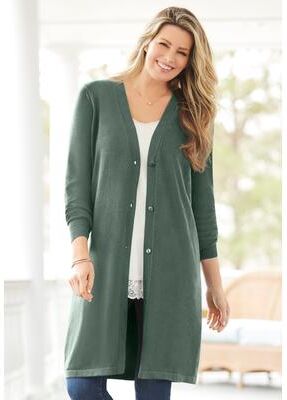 Plus Size Women's Perfect Cotton Duster Sweater by Woman Within in Pine (Size 26/28) Cardigan Sweater