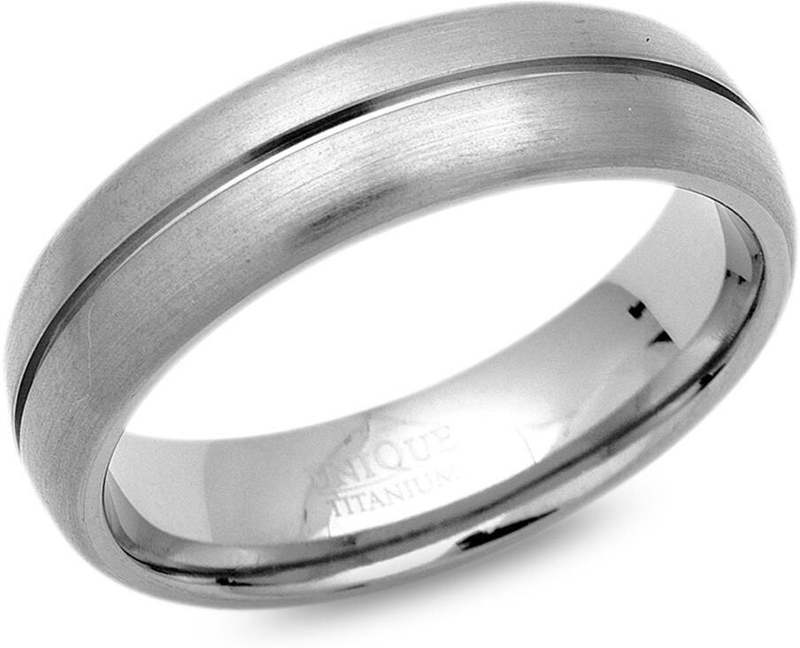 Unique Ring Titan 6mm Breite matt Glanzrille silber