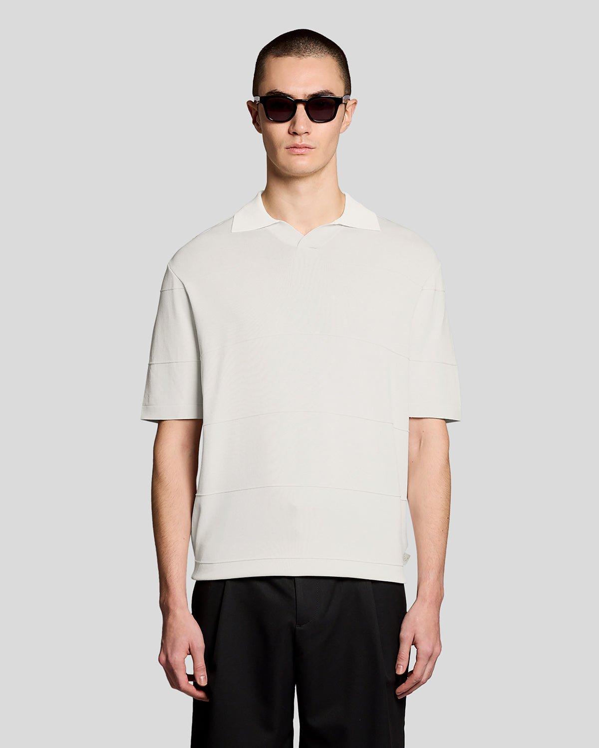 Offenes Kragen Feinstrick Poloshirt
