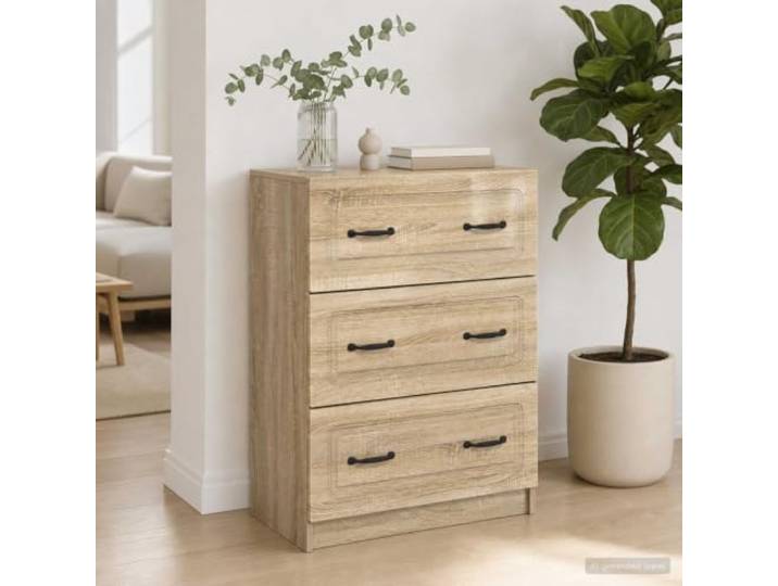 GPWERSDF Schubladenschrank Sonoma-Eiche 66 x 34,5 x 87 cm Holzwerkstoff Holzwerkstoff, mehrere Schubladen, Stangengriffe, Wohnzimmer oder Arbeitszimmer, pflegeleicht