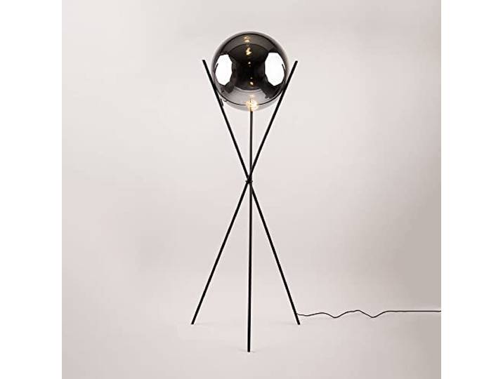 s.luce Orb Tripod Glaskugel Stehlampe Dreibein Wohnzimmerlampe Dimmbar, Glasfarbe Rauch, Dreibein Schwarz