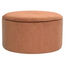 Runder Pouf aus samtigem Rippenstoff in verbrannter Erde D70 cm PAUL