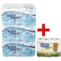 wepa Toilettenpapier »Super Soft« 3-lagig - 72 Rollen inkl. Küchenrolle »cleaner hybr weiß