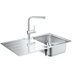 Grohe Einbauspüle-Set 31573SD1 86x50cm, 1 Becken, mit Einhebel-Spültischarmatur, Edelstahl