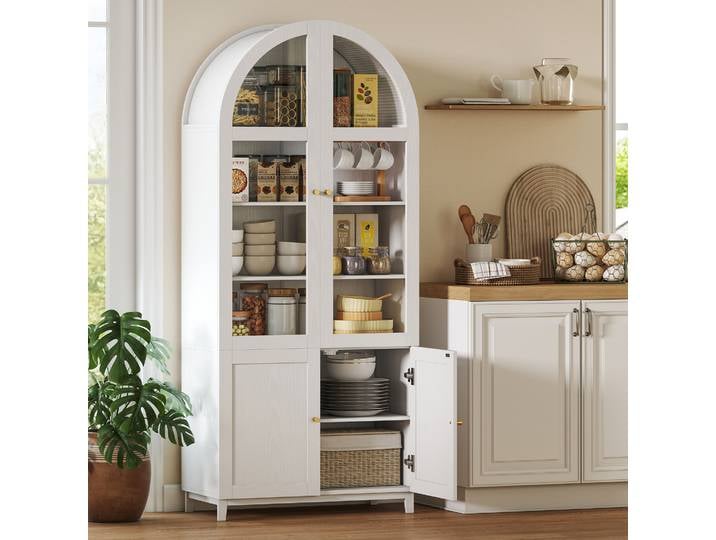 HOMCOM Armoire Cuisine 4 Portes Blanc 78x40x180cm