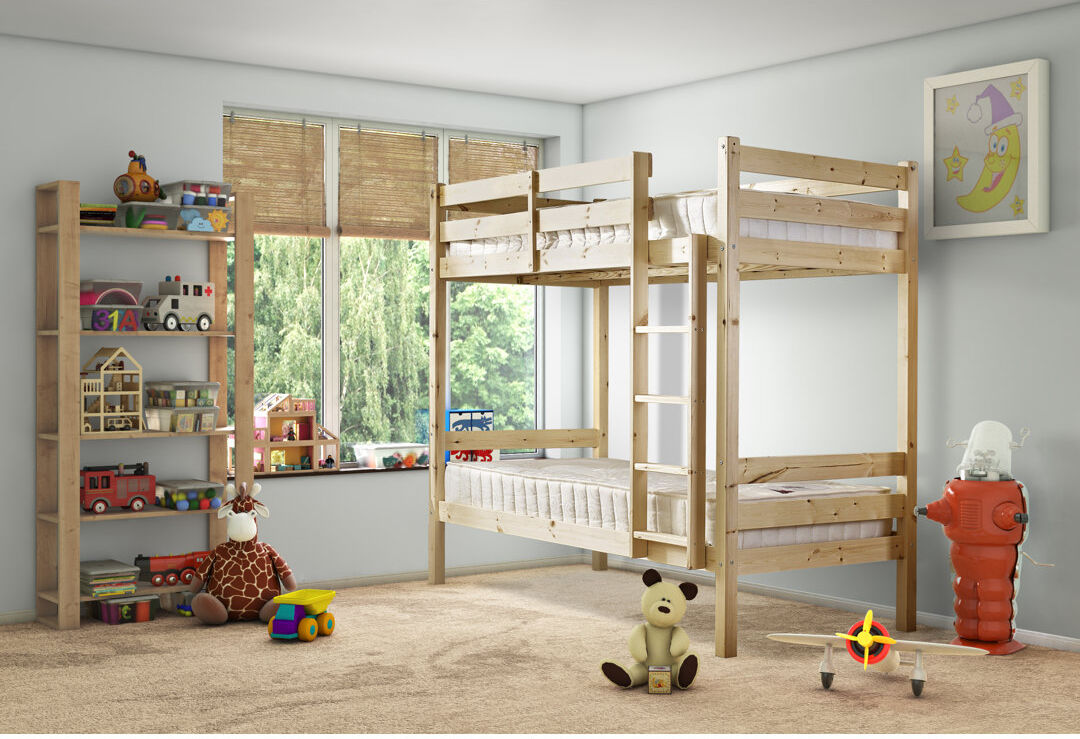 Just Kids Chatham Heavy Duty Solid Pine Bunk Bed Clear Double (4'6")