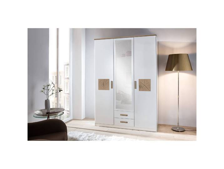 Drehtürenschrank Kärnten 135 x 199 x 58cm Weiß/Alpinweiß