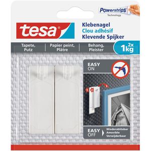 Tesa Klebenagel 77773 Powerstrips, 1kg, Tapete und Putz, 2 Stück