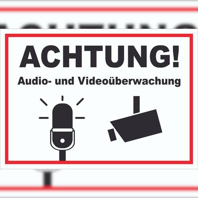 HB-Druck Achtung Audio- und Videoüberwachung Schild A4 (210x297mm)