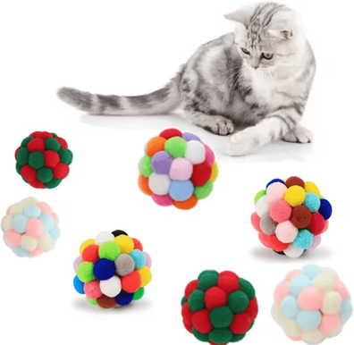 Inspire Curations SparklePounce Interactive Pom Pom Cat Toy Balls Set random 6.5cm 15pcs