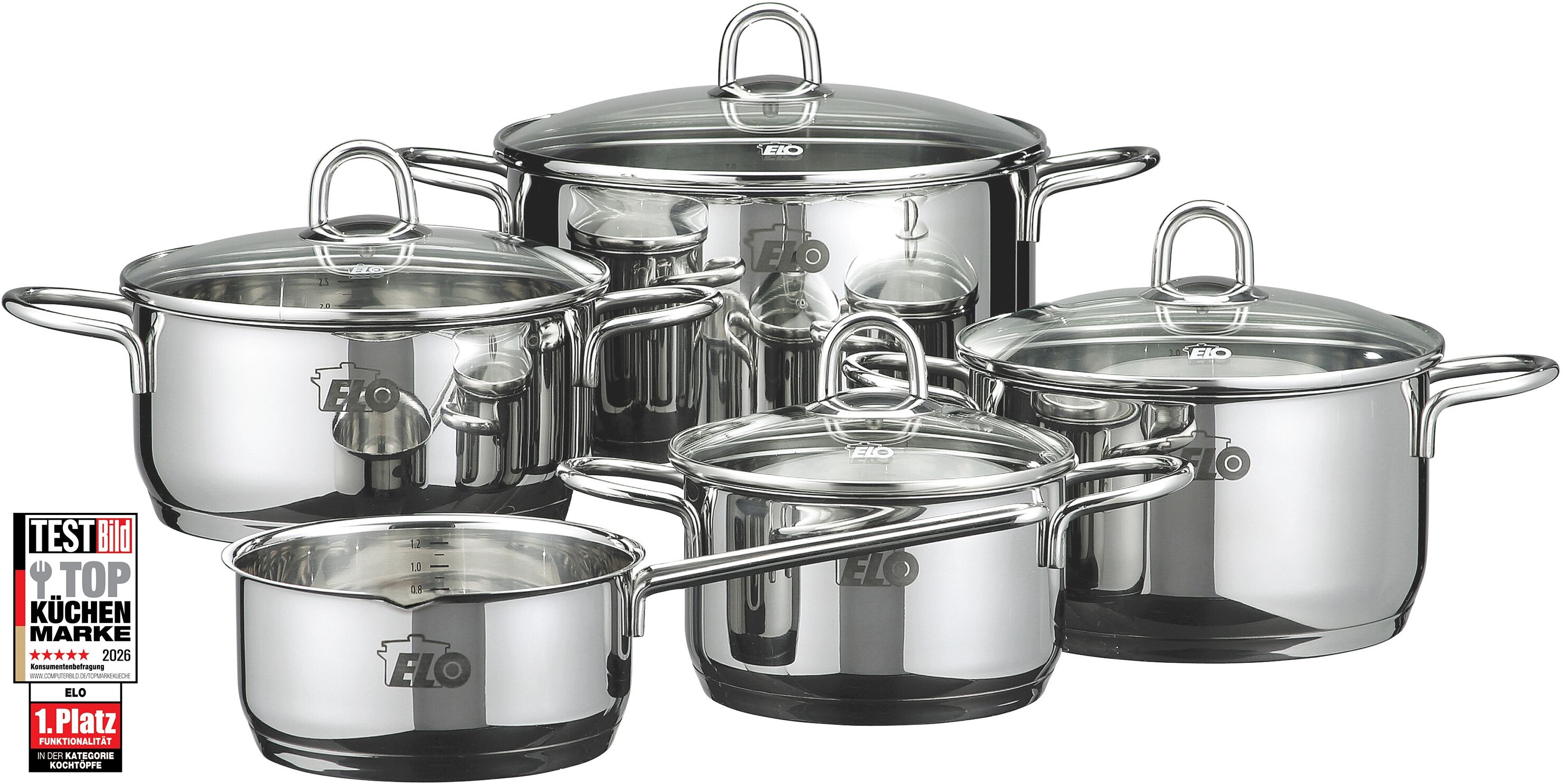 Topf-Set ELO "Rubin", silber (silberfarben), Töpfe, Topf-Set, Induktion silberfarben Einheitsgröße