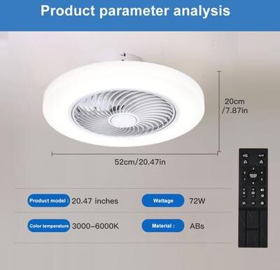 Youfap Market Smart Ceiling Fan With Lights, Remote Control, Invisible Blades, Silent Ventilator Lamp For Bedroom white