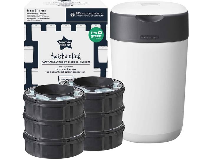 Tommee Tippee Twist & Click luieremmer starterset - 6 navullingen - wit