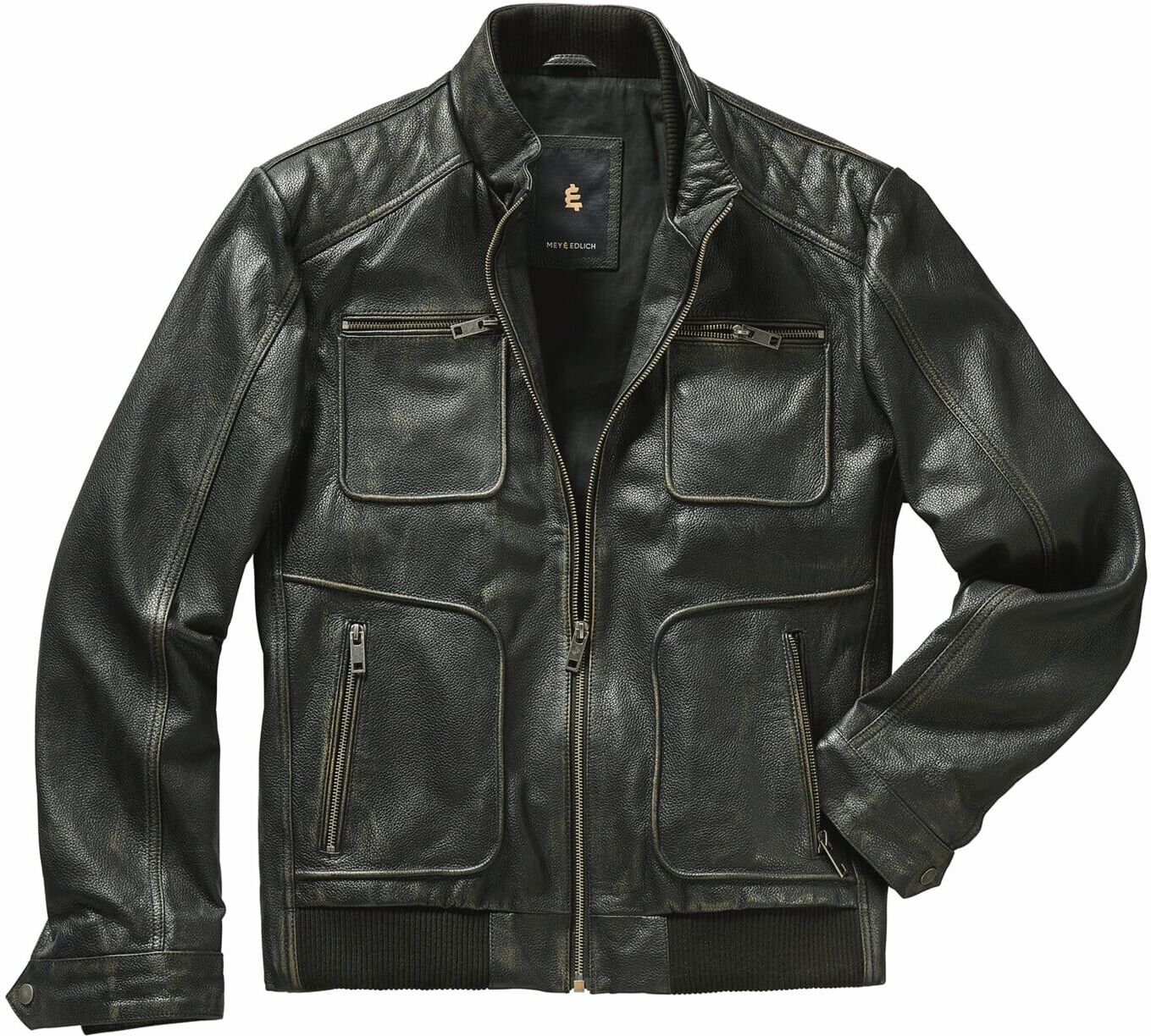 Mey & Edlich Rub-off-Lederjacke Schwarz 48
