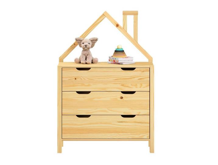 IDIMEX Kommode ELANO, Kinderzimmer Schubladenkommode aus Massivholz Haus-Form Natur