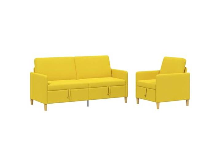 HFXHIJXQ Sofa Set 2-teilig mit Stauraum 4-Sitzer Helles Gelb Praktisches Couch Set fürs Wohnzimmer mit klappbarem Stauraum, weichen Polyesterkissen und stabilem Metallrahmen.