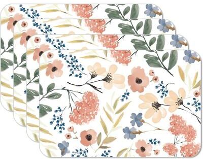 CounterArt Meadow 4 Pack Reversible Easy Care Flexible Plastic Placemats Made in The USA BPA Free Easily Wipes Clean