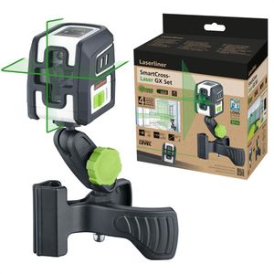 Laserliner Kreuzlinienlaser 036.731E, SmartCross-Laser GX, grüner Laser, selbstnivellierend, mit Flex-Halterung