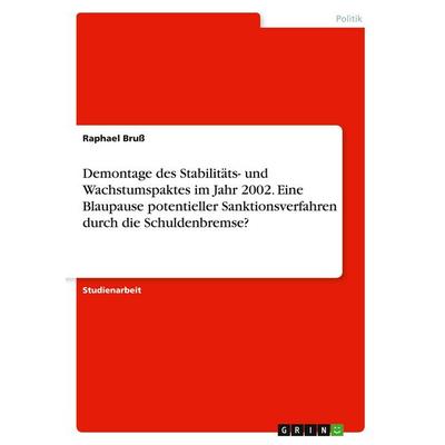 Demontage des Stabilitäts- und Wachstumspaktes im Jahr 2002. Eine Blaupause potentieller Sanktionsverfahren durch die Schuldenbremse?, Taschenbuch von
