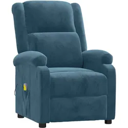 vidaXL Massagesessel Blau Samt