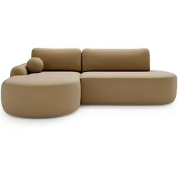ECKSOFA Aurio O Bouclé-Stoff Hellbraun Links