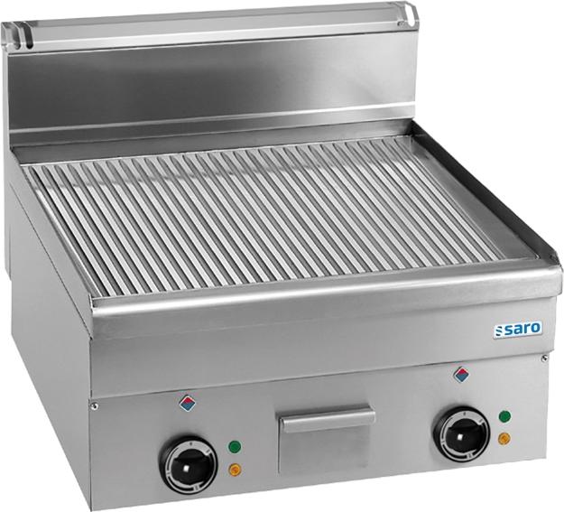 SARO Elektrogrillplatte, gerillt,Aufti.,600x600, EFT66R