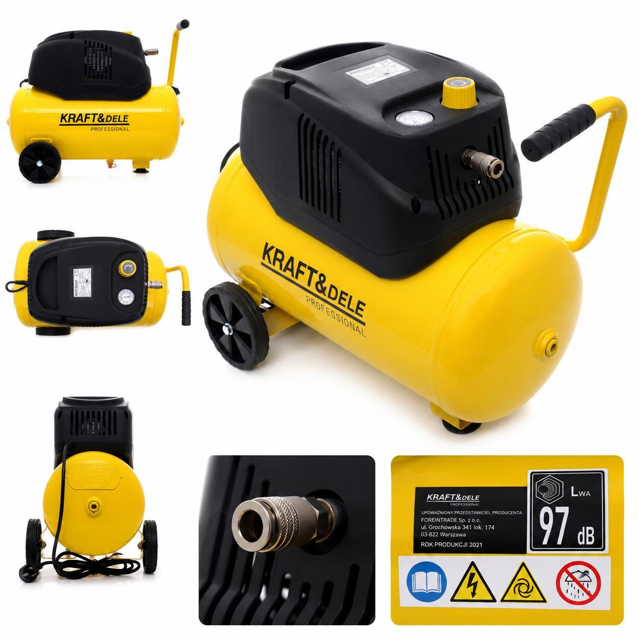 Kraft&Dele Compressor 24 liter, 1100W, oliegesmeerd, model 16567