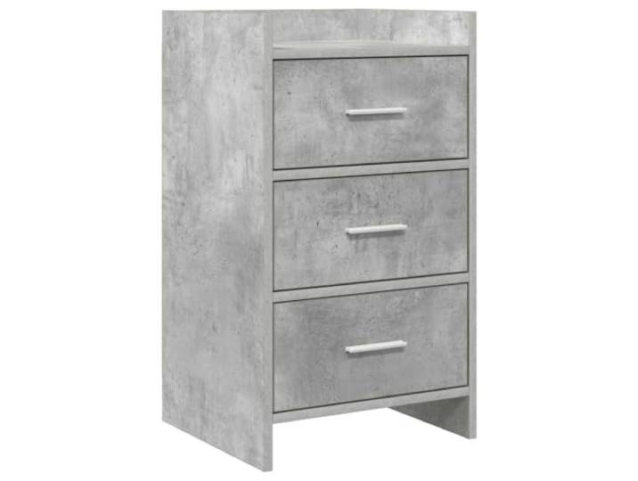 Coespram Nachttisch Betongrau 40x36x70 cm Holzwerkstoff 3 Schubladen Kompakter Beistelltisch fürs Schlafzimmer mit Metallgriffen, glatten Oberflächen und dreifachem Stauraum für Ordnung.