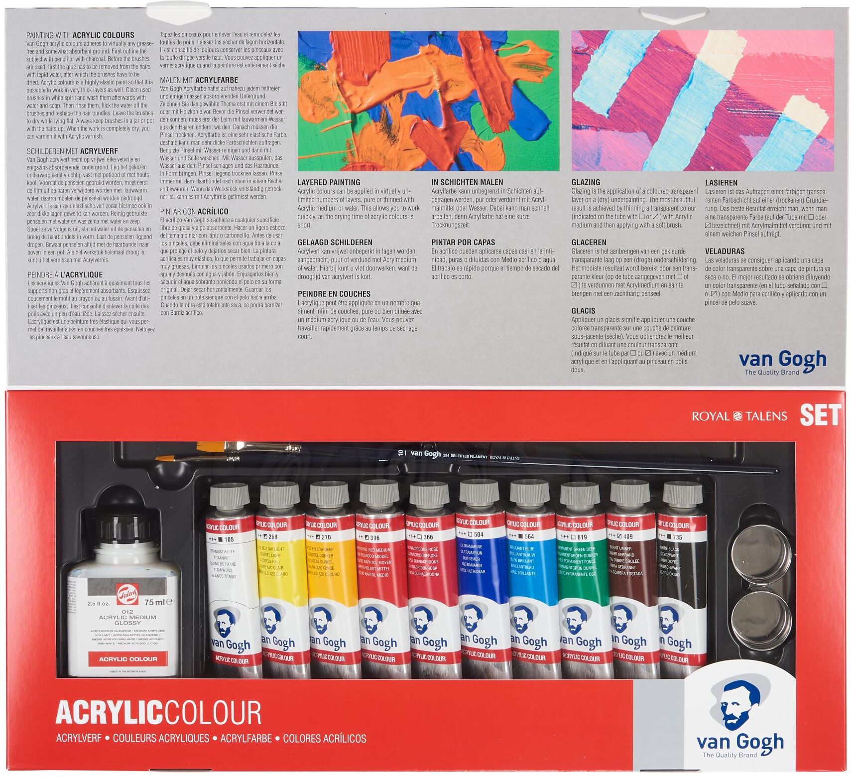 Acrylfarbe "Van Gogh Kombi-Set, 40 ml, Mehrfarbig", bunt (mehrfarbig), 40ml, Farben, Acrylfarbe mehrfarbig 40ml