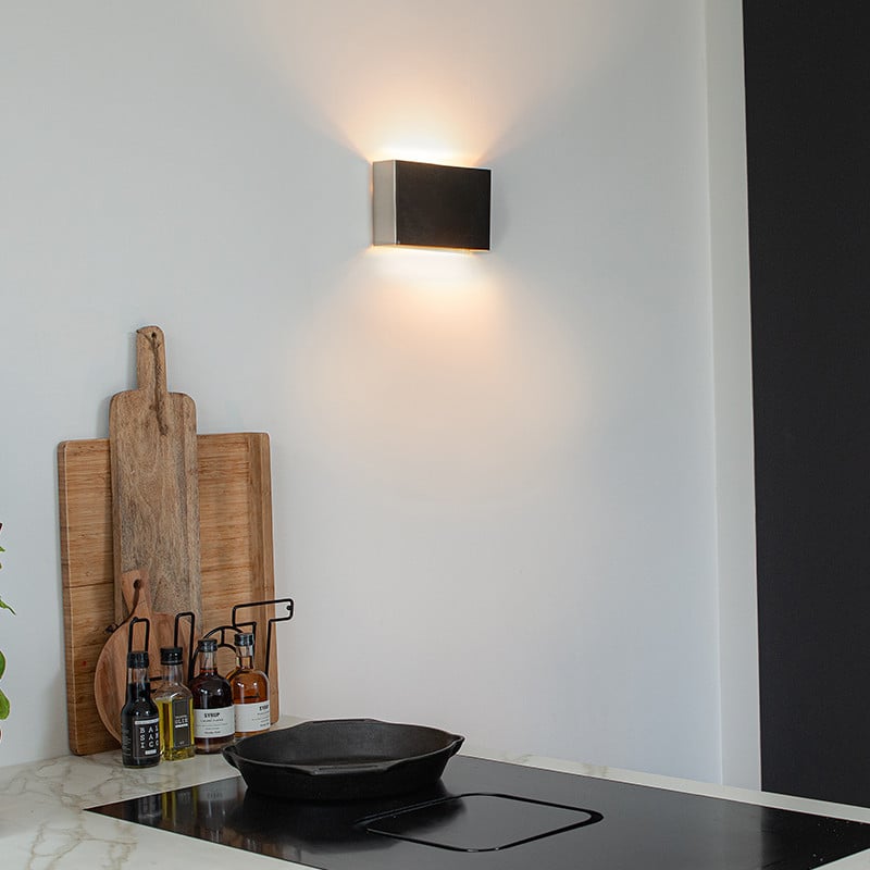 Qazqa Wandlamp Step - Zwart - Aluminium - Up & Down - Dimbaar