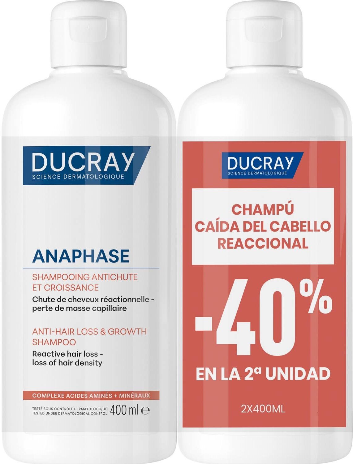 Ducray Anaphase Champú Anticaída y Crecimiento 2x400ml