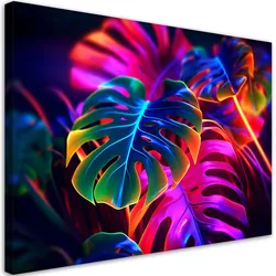 LEINWANDBILD Monstera fluoreszierende Blätter 60x40cm