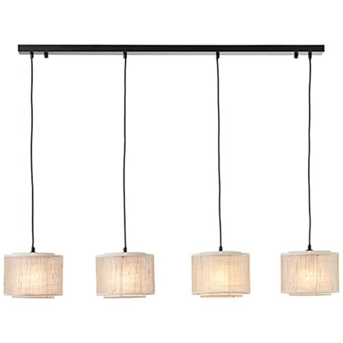 Brilliant Odar hanglamp 4-lichts zwart/beige met textiel en metaal