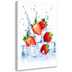 LEINWANDBILD Erdbeeren Eis Obst Natur 60x90cm