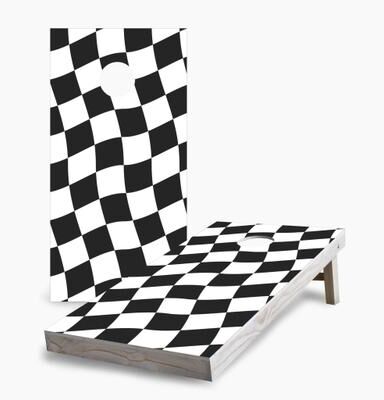 Skip's Garage Checkered Flag Cornhole Boards