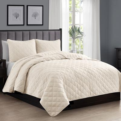 Swift Home Double Brushed Diamond Quilted 3-Piece Microfiber Quilt Set, Soft