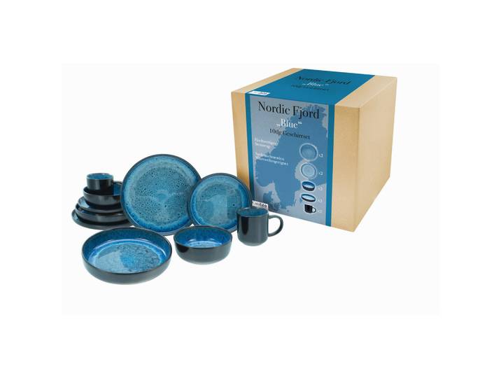Creatable Kombiservice, Blau, Keramik, 10-teilig, 350 ml, Geschirr, Geschirrsets, Kombiservice