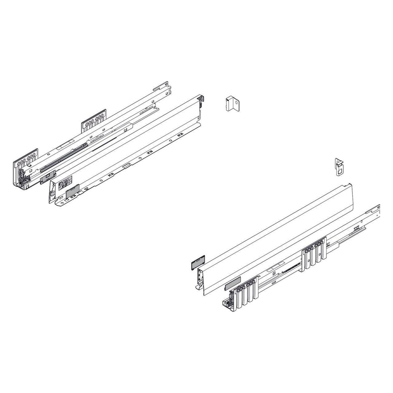 Blum Herdschubkasten Komplett-Set Merivobox N, mit Korpusschiene (BA-5370505)