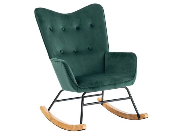 URBAN MEUBLE Fauteuil Basculant Velours Vert - Confort Élevé Design Élégant pour Salon ou Chambre