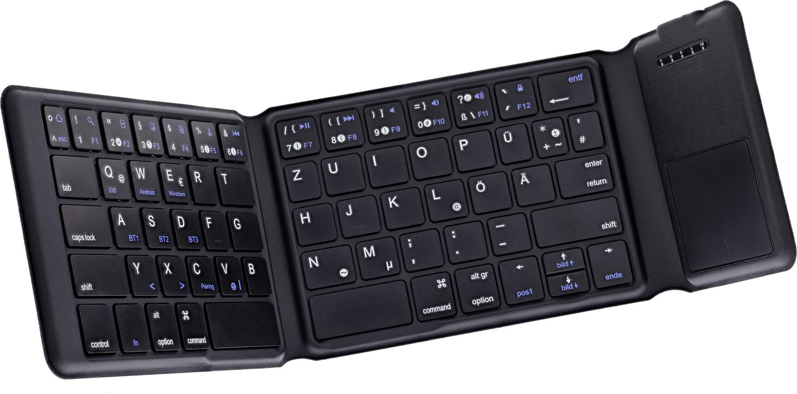 InLine 55379B Draadloos Bluetooth QWERTZ Toetsenbord Zwart