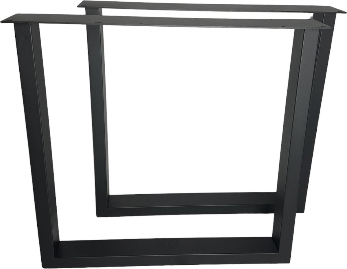 Maison DAM 2x Industriële Tafelpoot U met Koker 8x4cm, Mat Zwart, Hoogte: 72 cm, Lengte: 78 cm