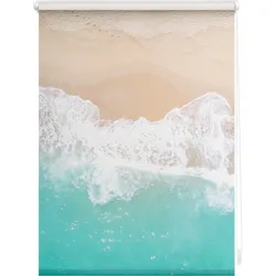 Lichtblick Rollo Klemmfix, ohne Bohren, blickdicht, The Beach - Türkis Beige