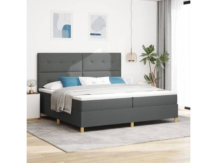 SKTQYQO Boxspringbett und Matratze Dunkelgrau Multifunktionsbett Bettgestell für Schlafzimmer Geeignet für Hotels und Studien 200x200cm Stoff